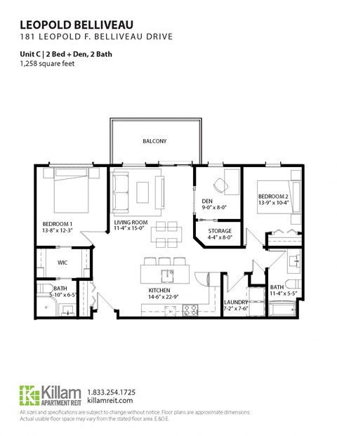 Unit C | 2 Bedroom + 2 Bath